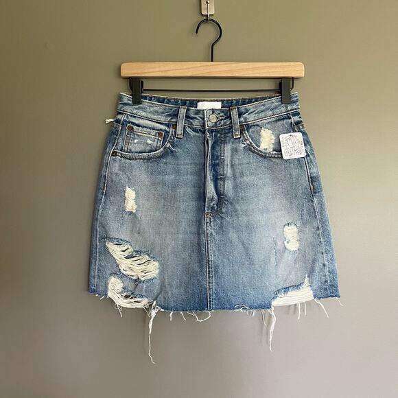 NWT‎ Boyish The Corey High Rise Rigid Denim Skirt in Dr. Strangelove Sz 26 Blue - Picture 4 of 16